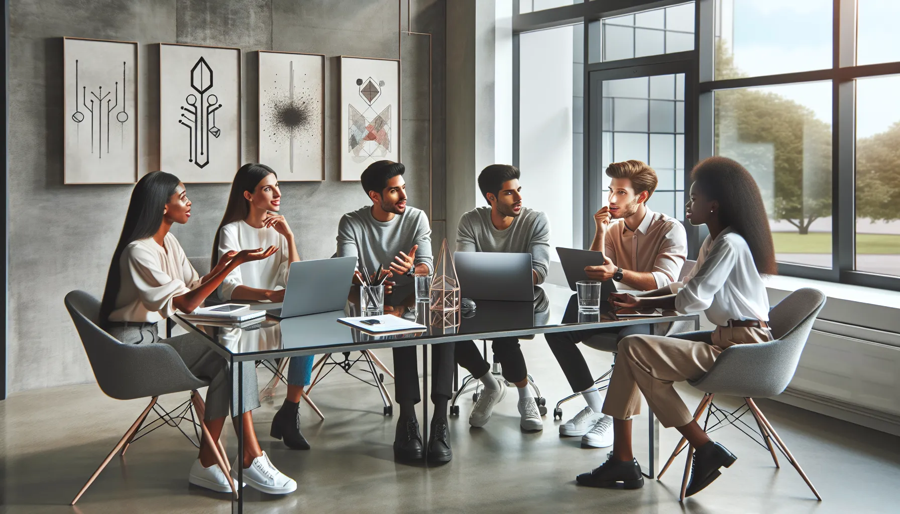 diverse team brainstorming creative ideas in a modern office.