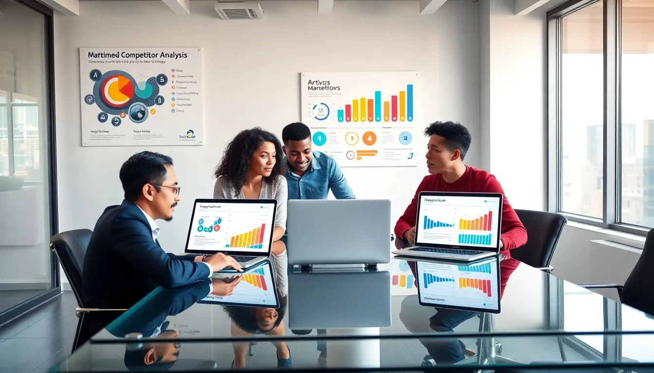 diverse team analyzing social media data in a modern office.