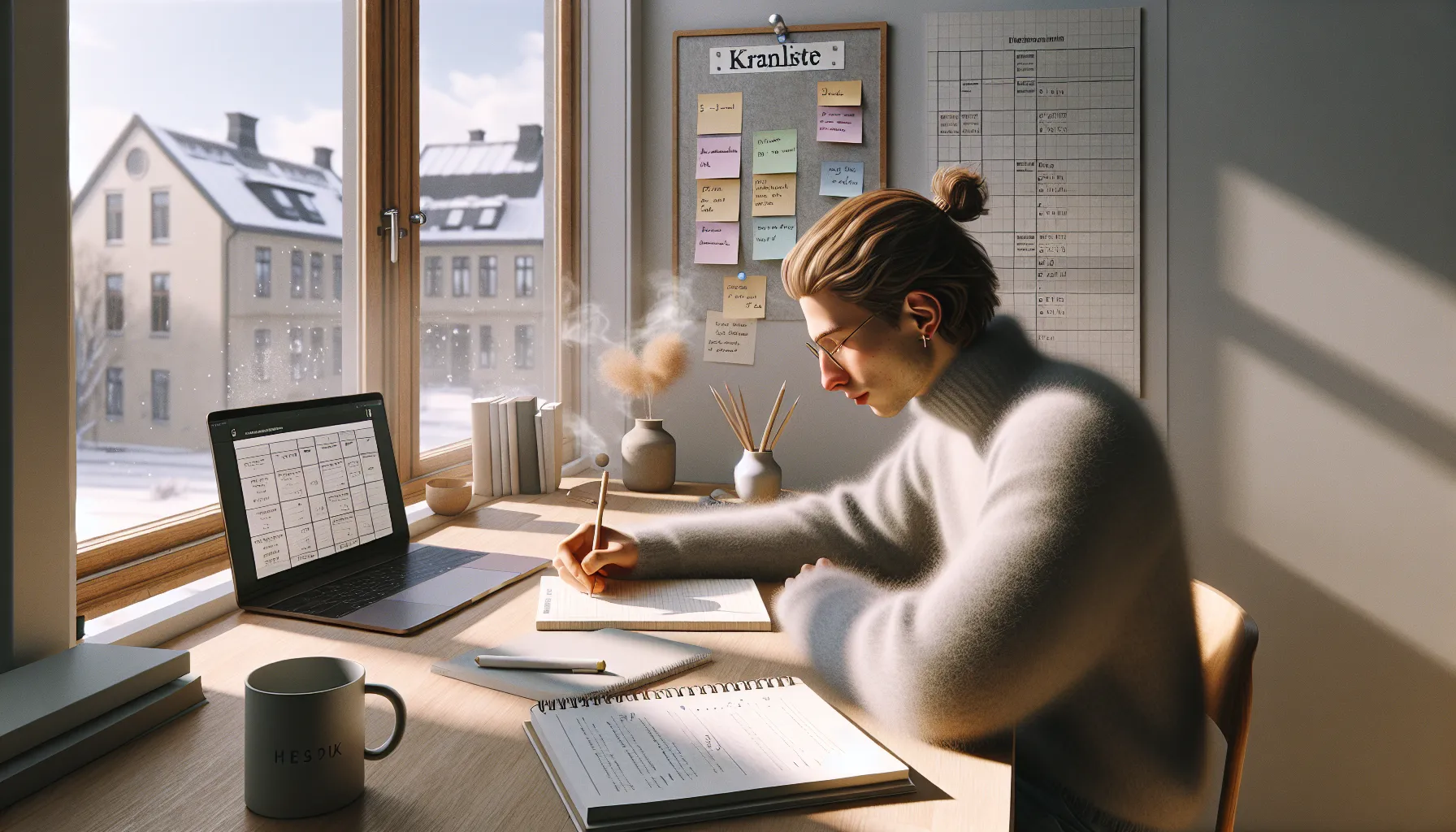 Slik forbereder du deg til en viktig test 2 Student planning a norwegian test with checklist, weekly milestones, and past exams.