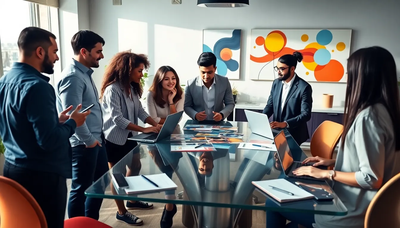 diverse team collaborating in a modern office on #RedWebZine.