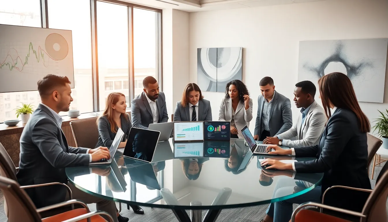 diverse team in a modern office discussing innovative concepts.