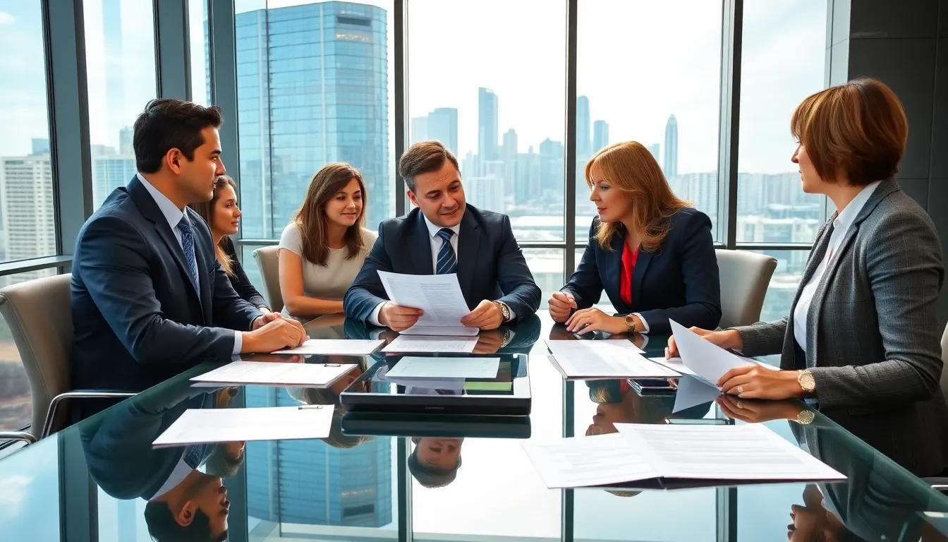 Legal team advising client on TPD claim in modern Brisbane office.