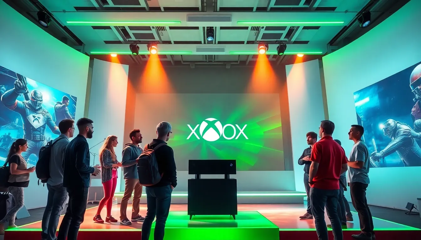 diverse group at an engaging Xbox gaming showcase.