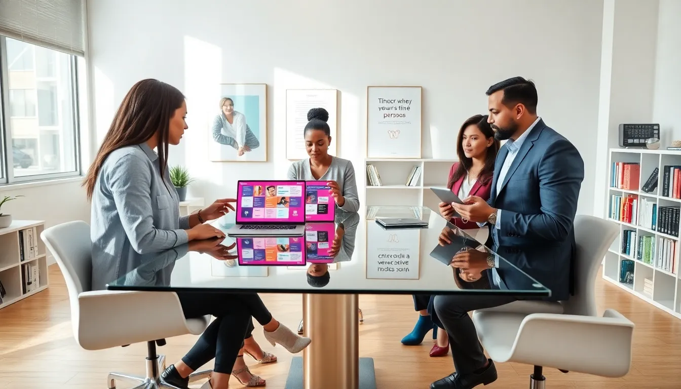diverse team collaborating in a modern office setting.