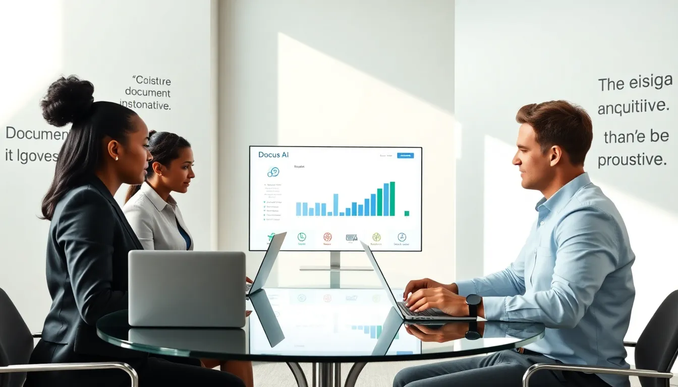 team collaborating in a modern office using Docus Ai.