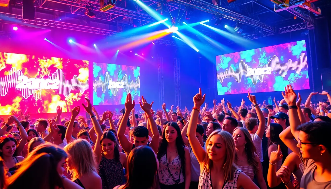 diverse crowd enjoying a dance music festival in the U.S.