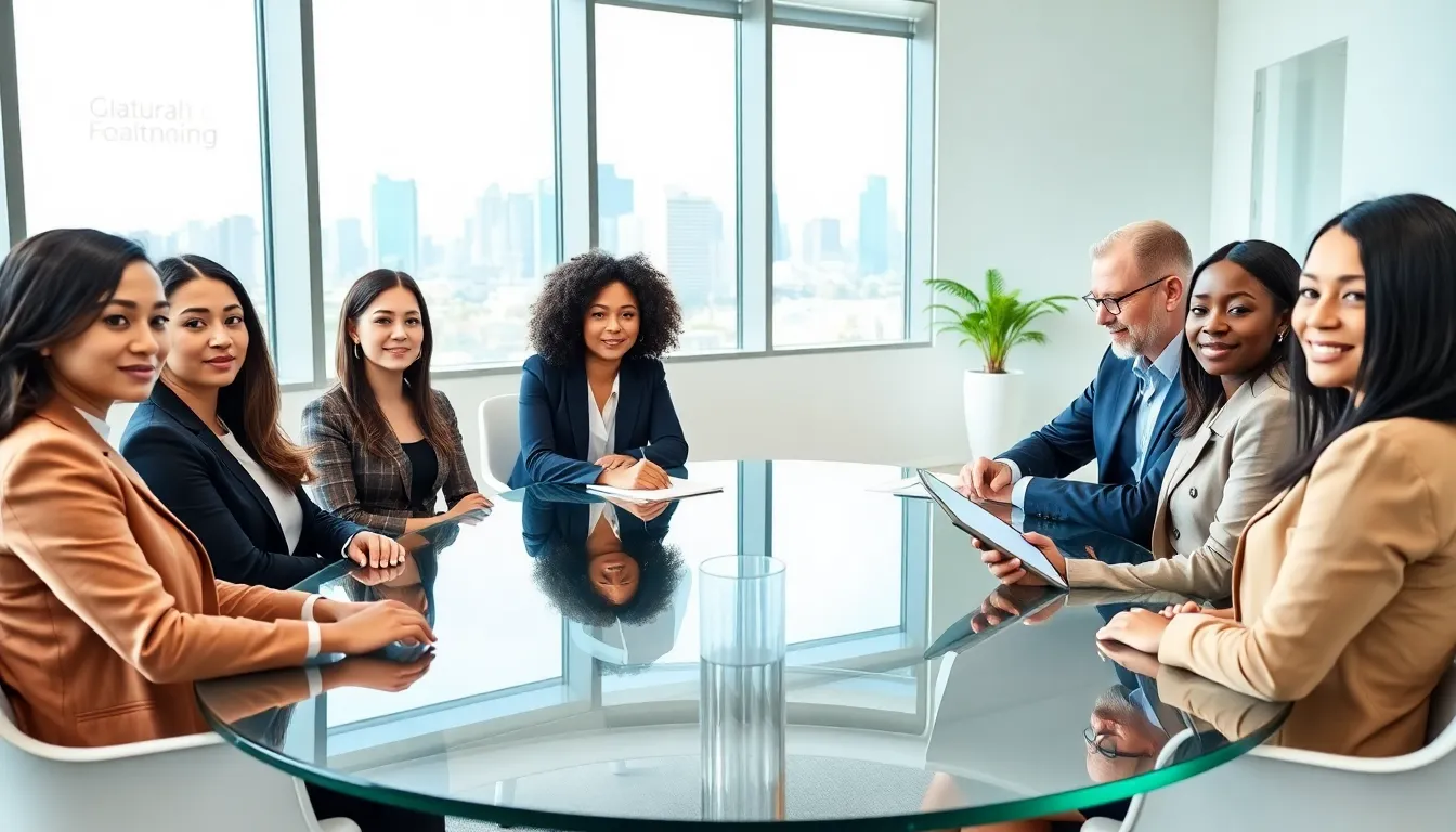 diverse candidates engaged in a cultural fit interview in a modern office.