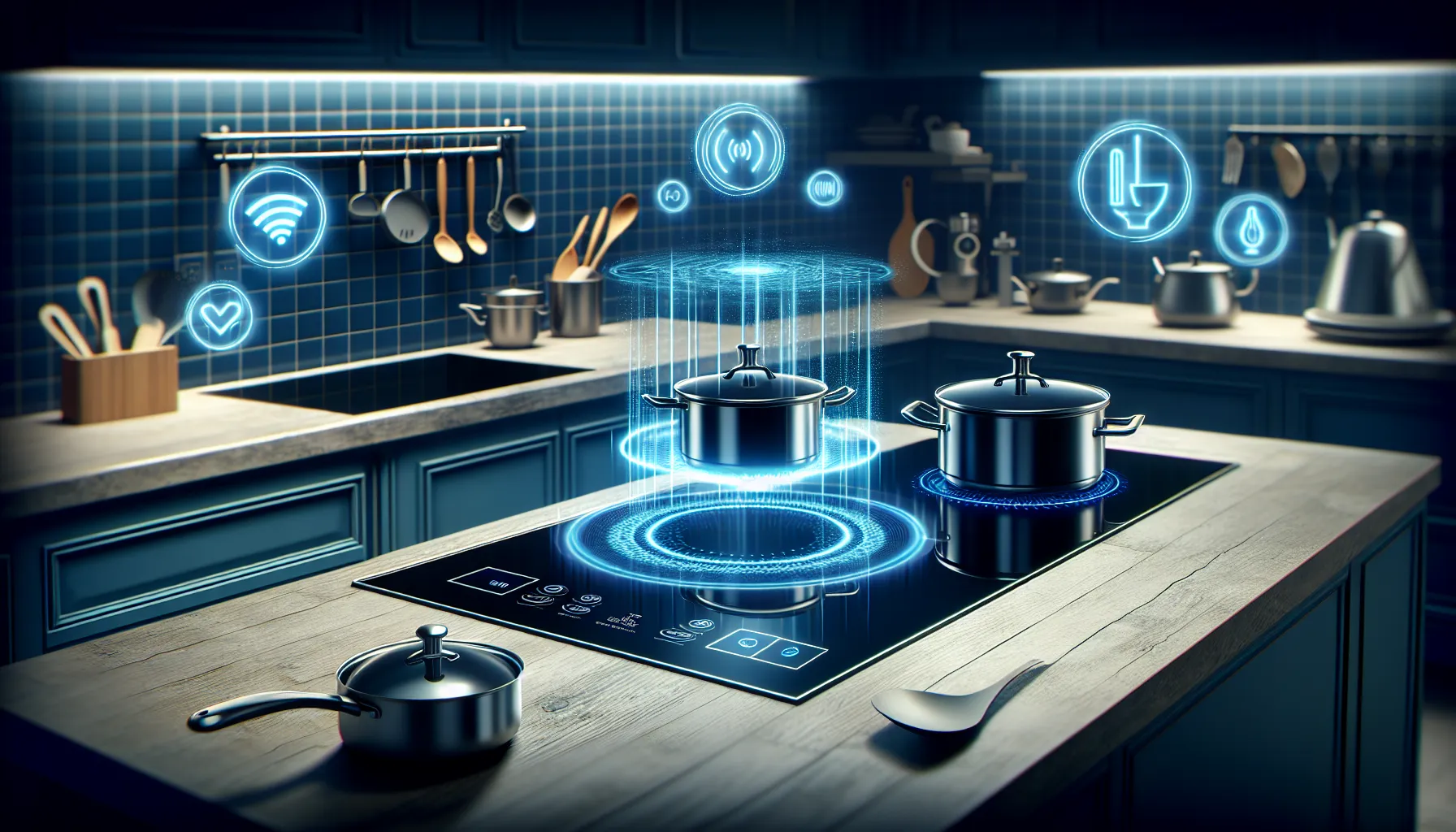 A modern induction cooktop in a sleek kitchen setup.