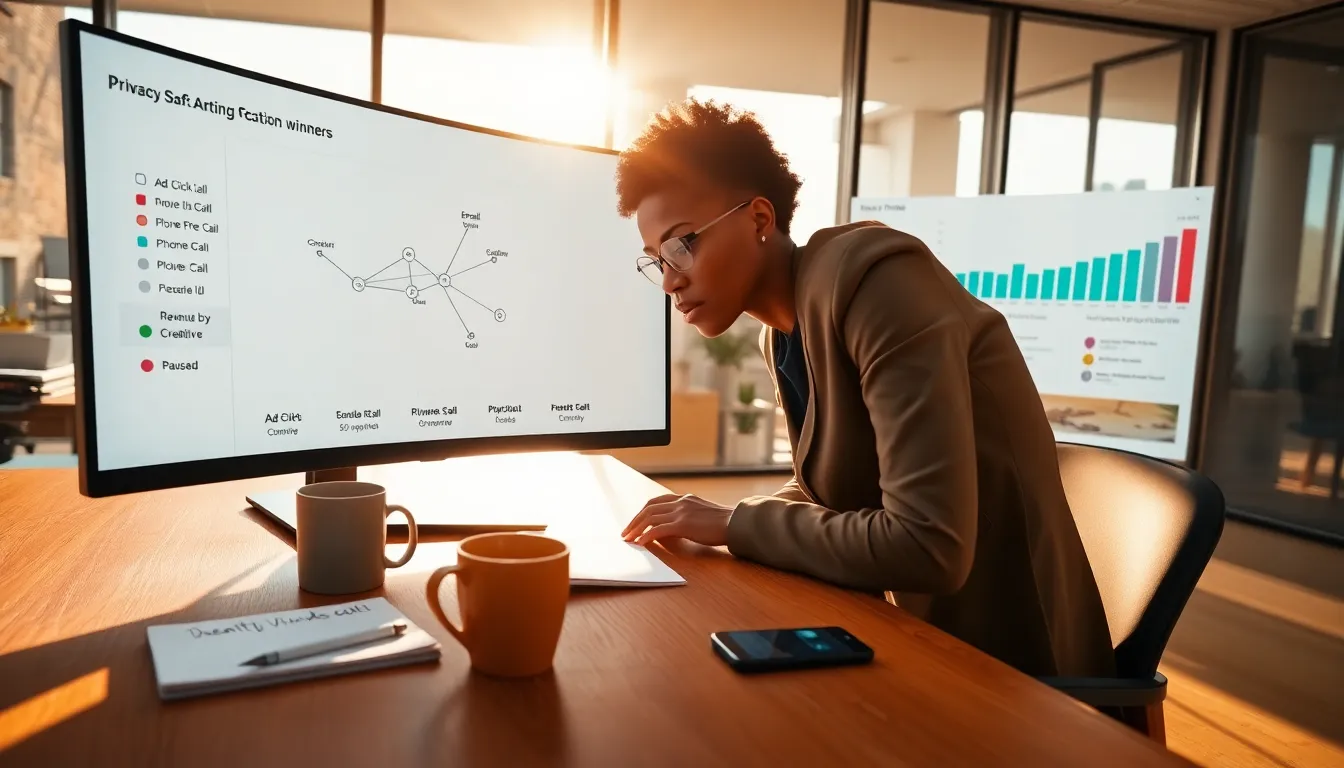 Marketer analyzes Hyros attribution dashboard linking ads to revenue for higher ROAS.