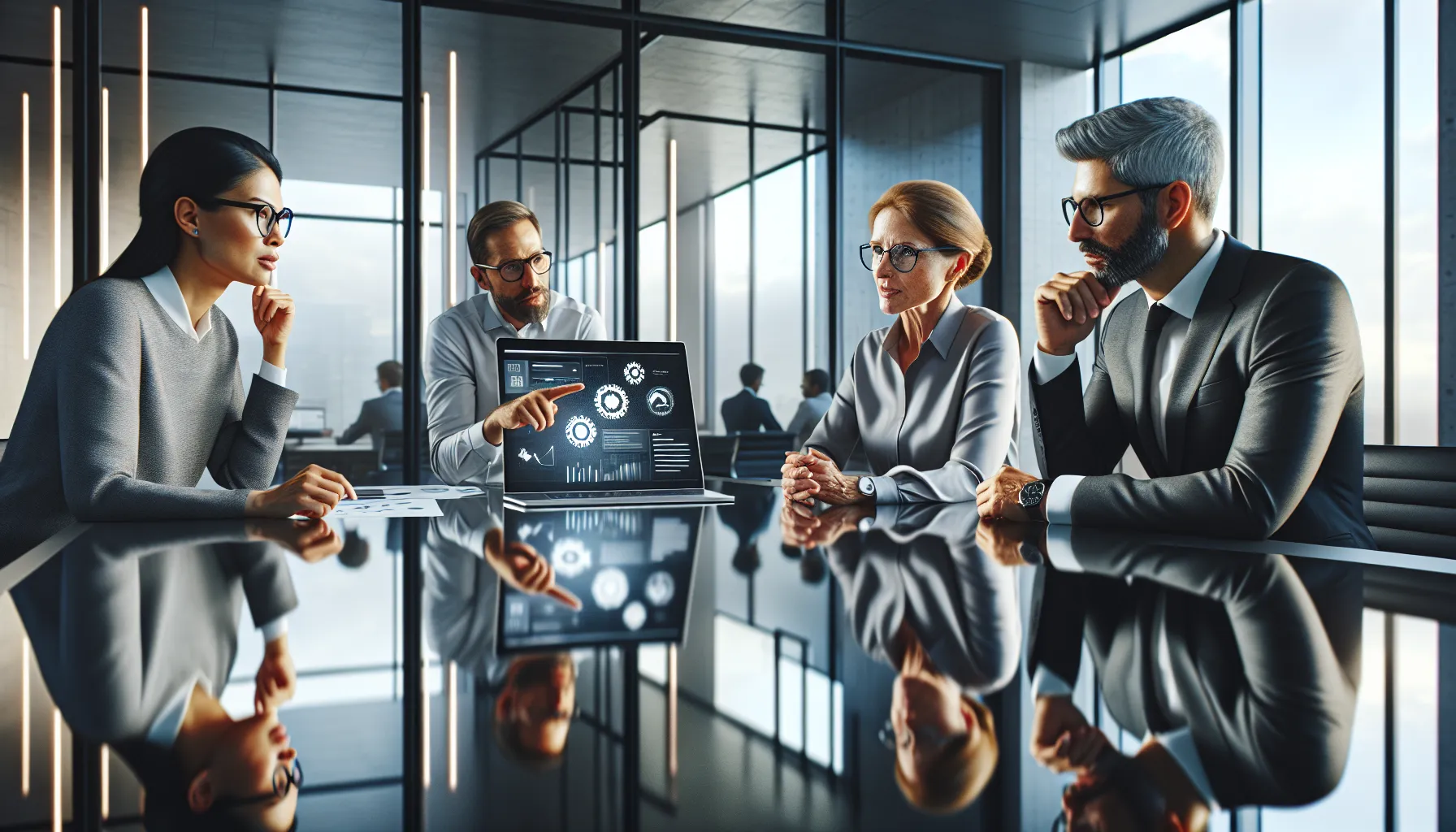 professionals discussing the Civiliden LL5540 in a modern office.