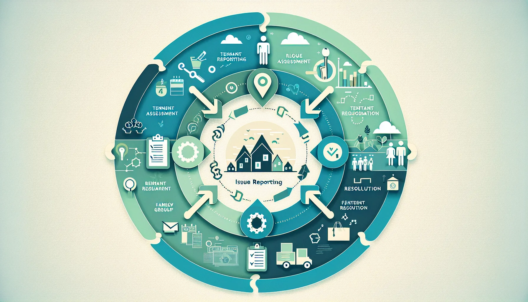 cycle diagram showing key steps for tracking tenant issues in Orinda