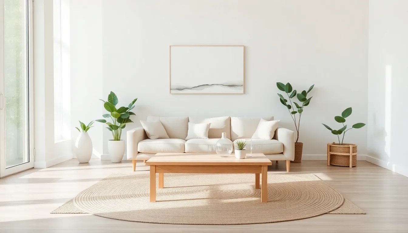 minimalist living room with sleek furniture and natural lighting.