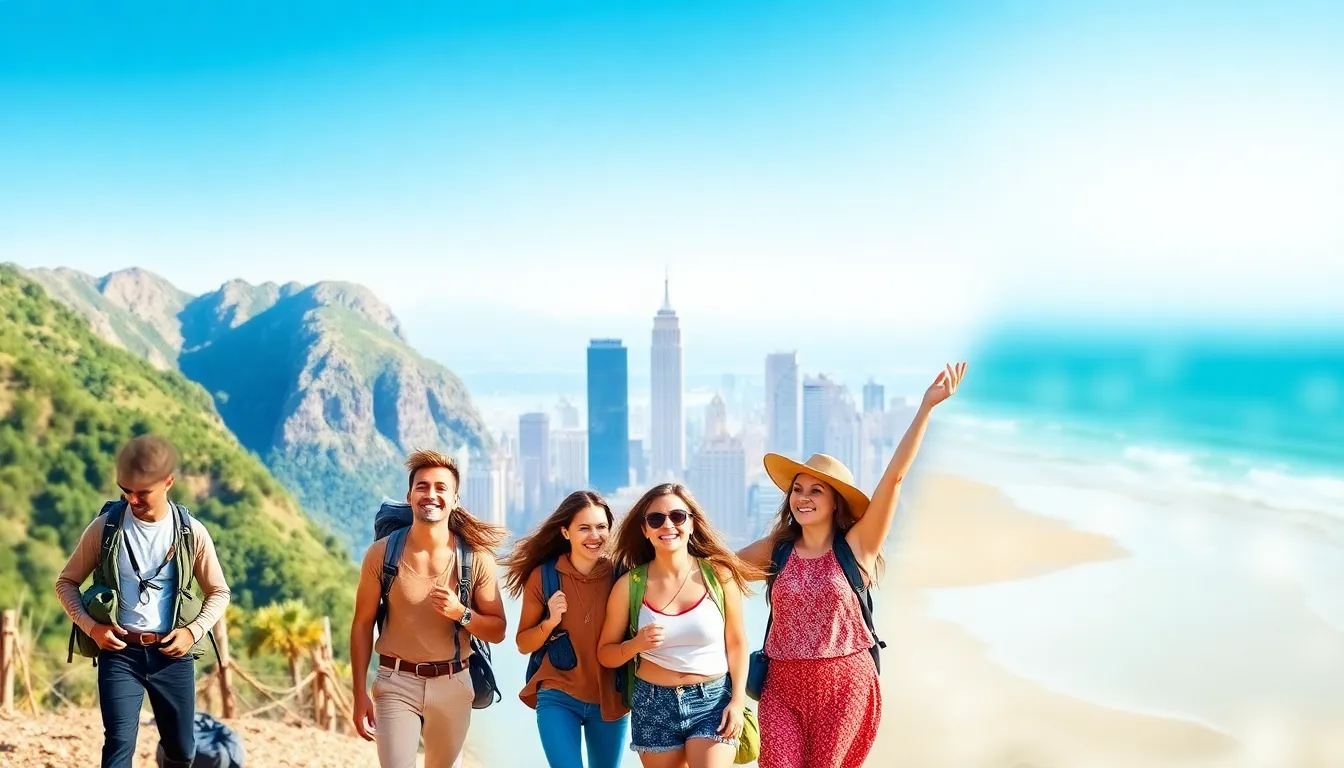 collage of popular travel destinations in the United States.