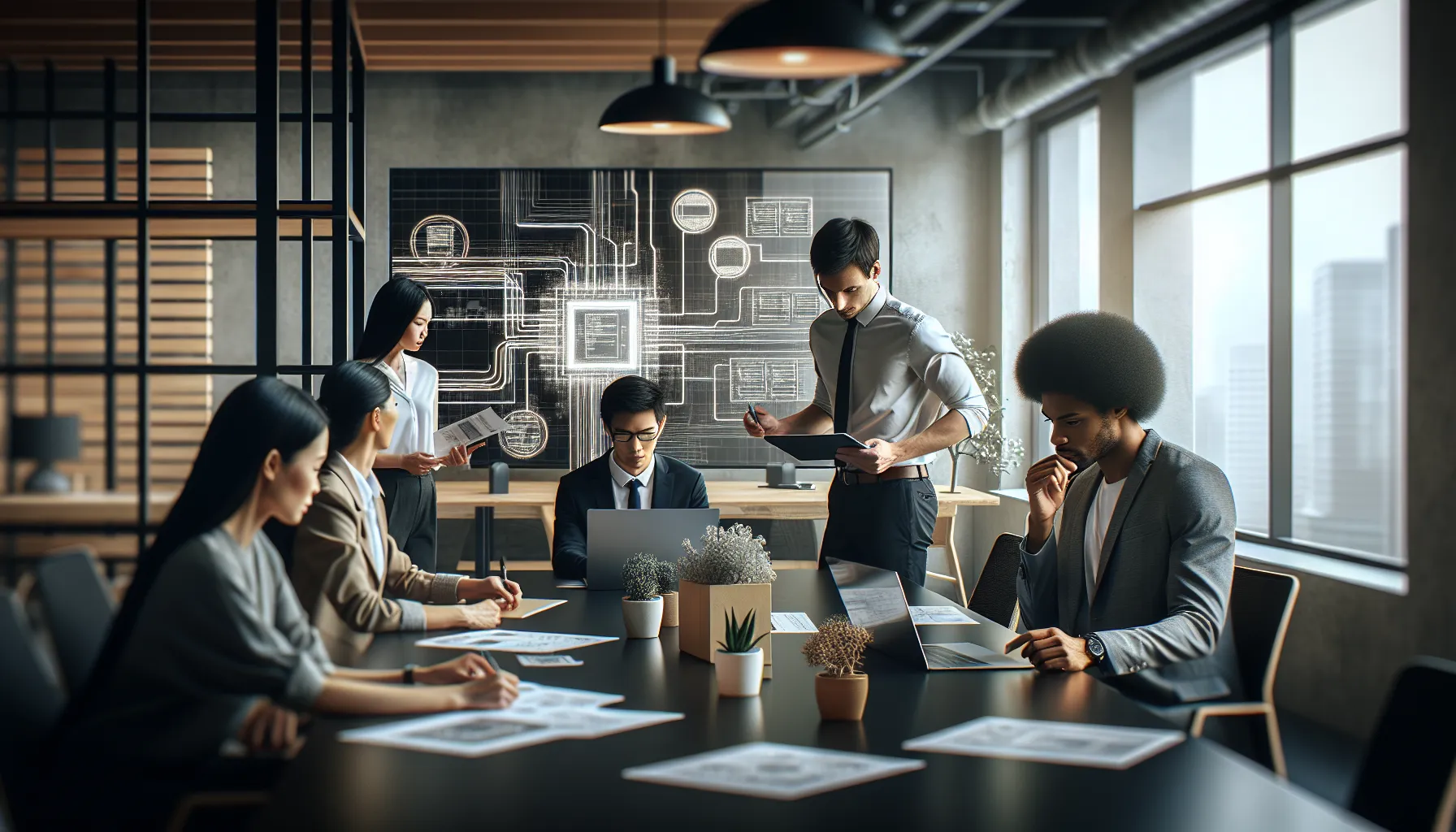 diverse team discussing IP address types in a modern office.