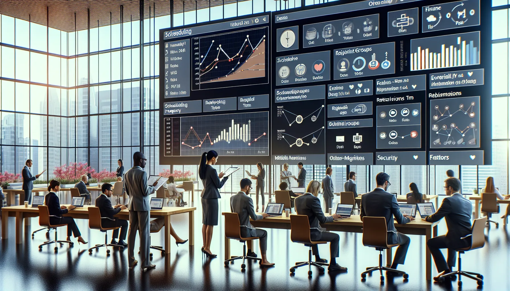 Enterprise team reviewing automated, scheduled Tableau reports on a dashboard and devices.