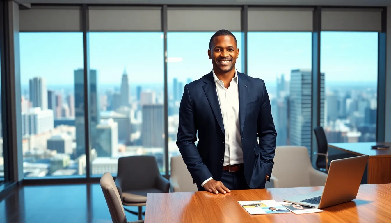 Timothy Williams in a modern office setting, representing his real estate career.