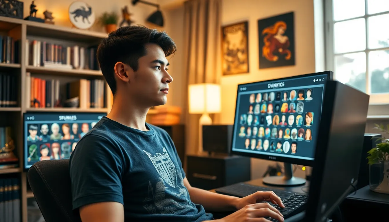 a male gamer using CK2Generator in a cozy gaming room.