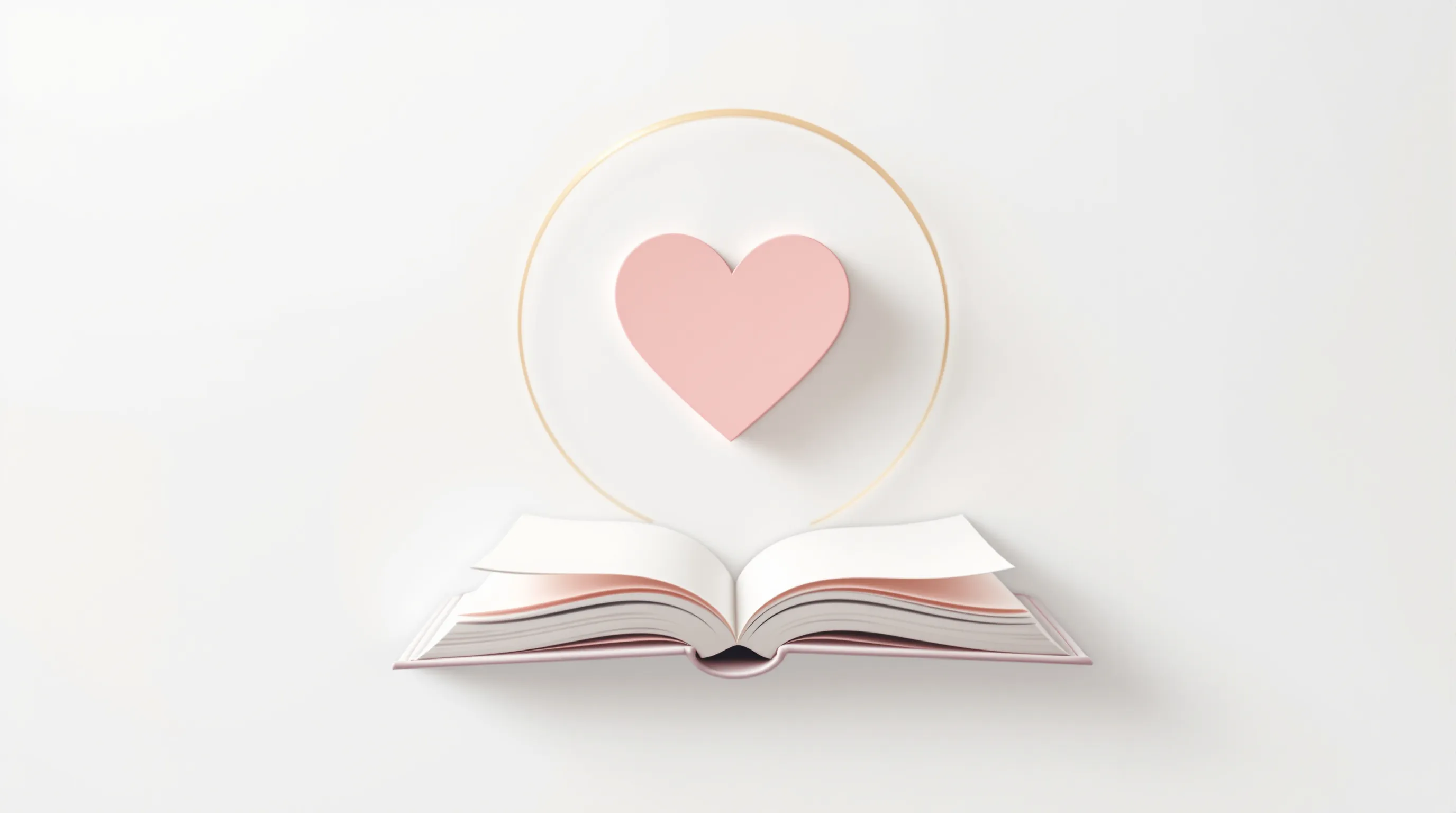 A minimalist heart and open book side by side, symbolizing love and faith.