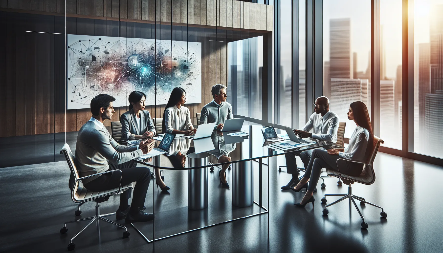 diverse team discussing fybvtqrth in a modern office.