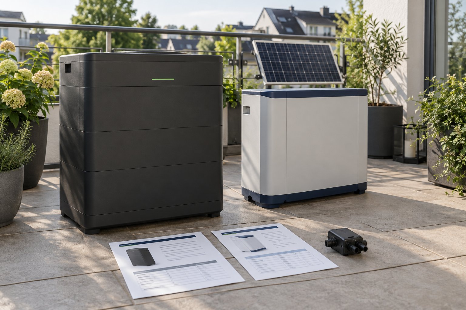 Zwei unterschiedliche Batteriespeichersysteme im Vergleich
