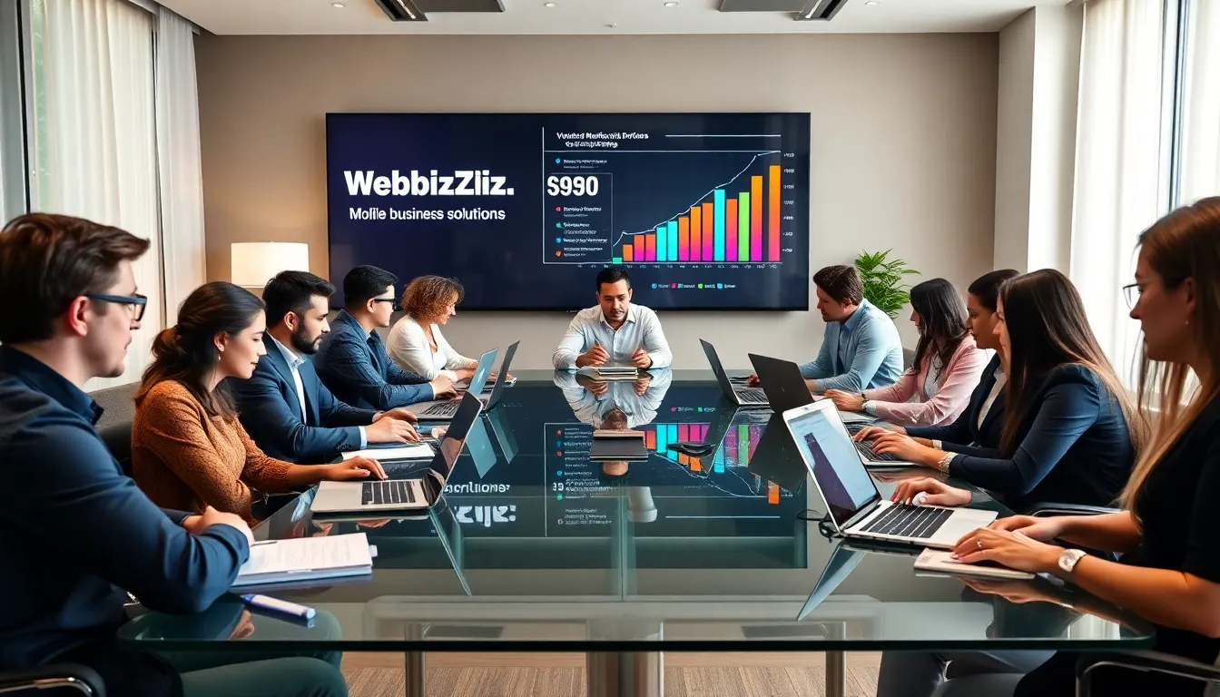 diverse team collaborating on digital marketing strategies in a modern office.