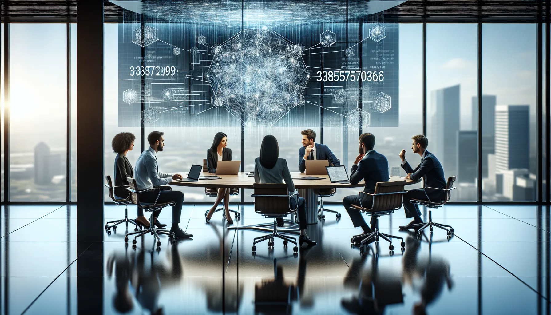 diverse team in a modern office discussing data security challenges.