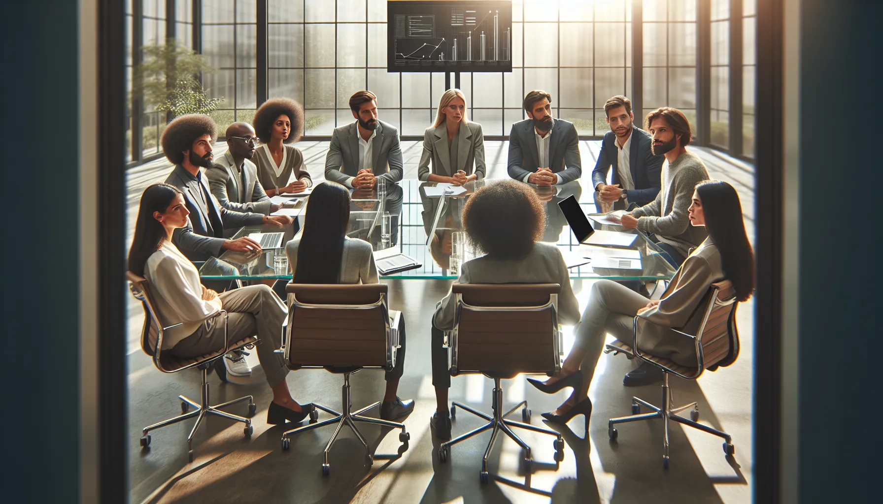 diverse professionals collaborating in a modern office setting.