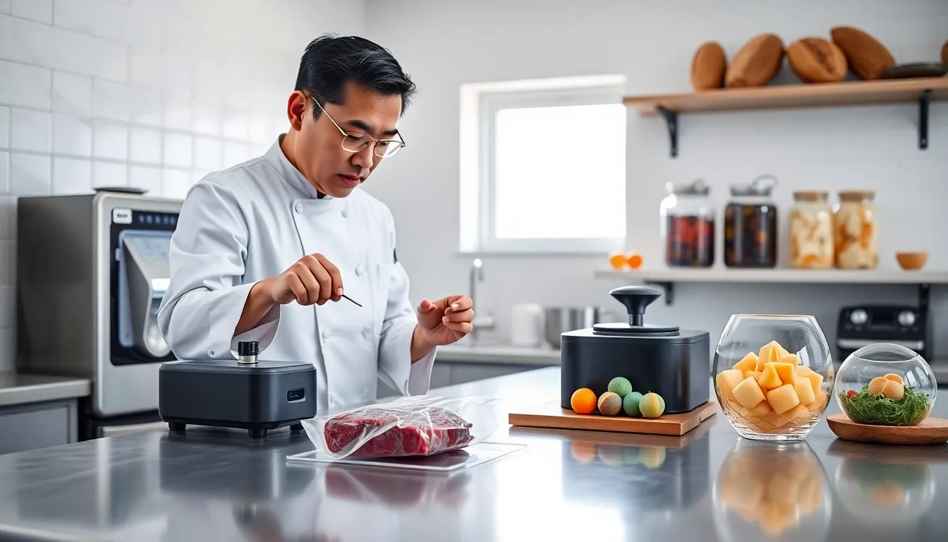 Chef demonstrating advanced cooking techniques in a modern kitchen.