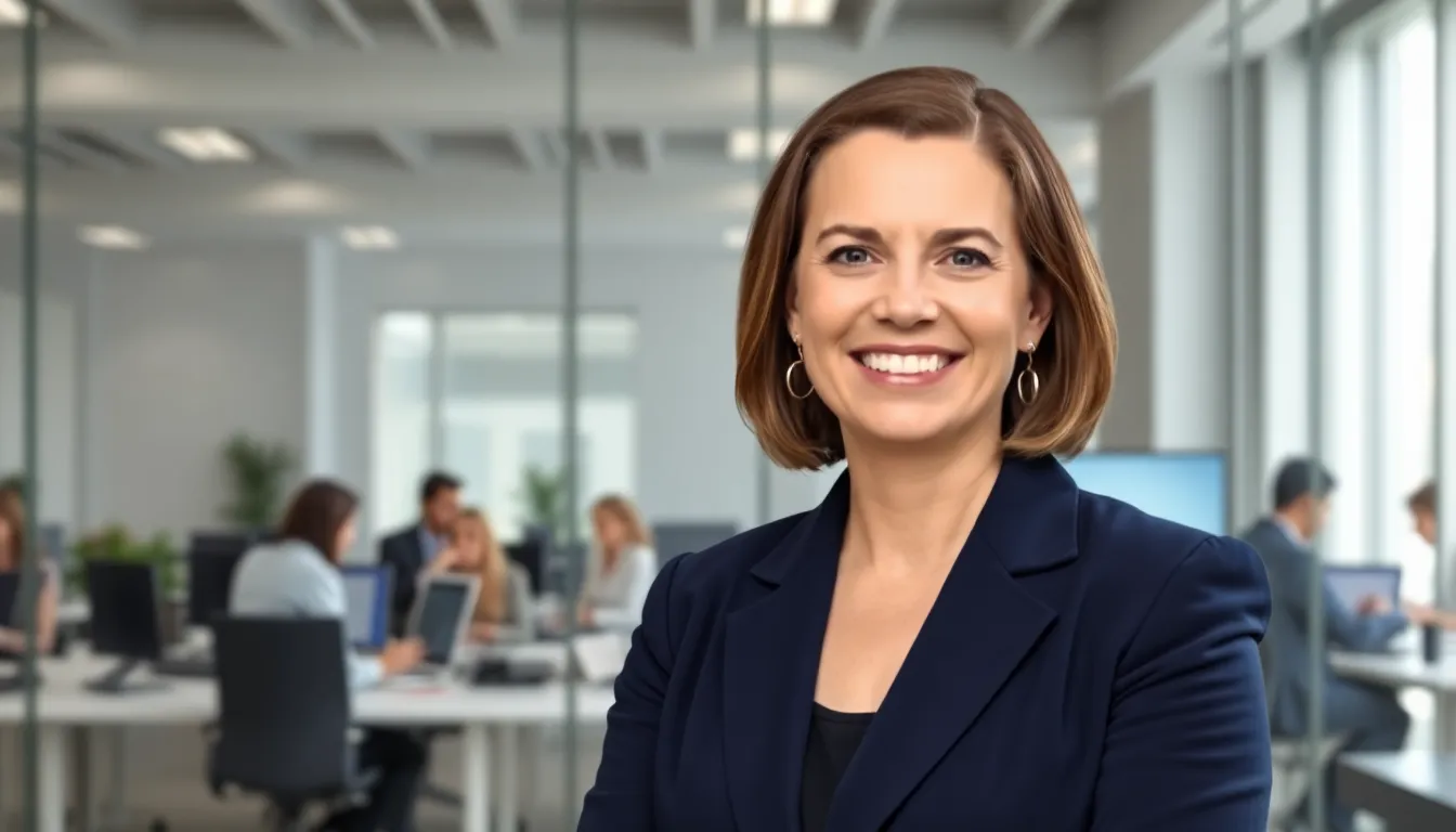 portrait of Stacy Klinger in a modern office setting.