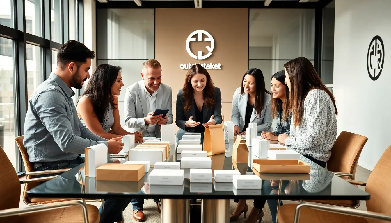 diverse team discussing innovative packaging designs in a modern office.