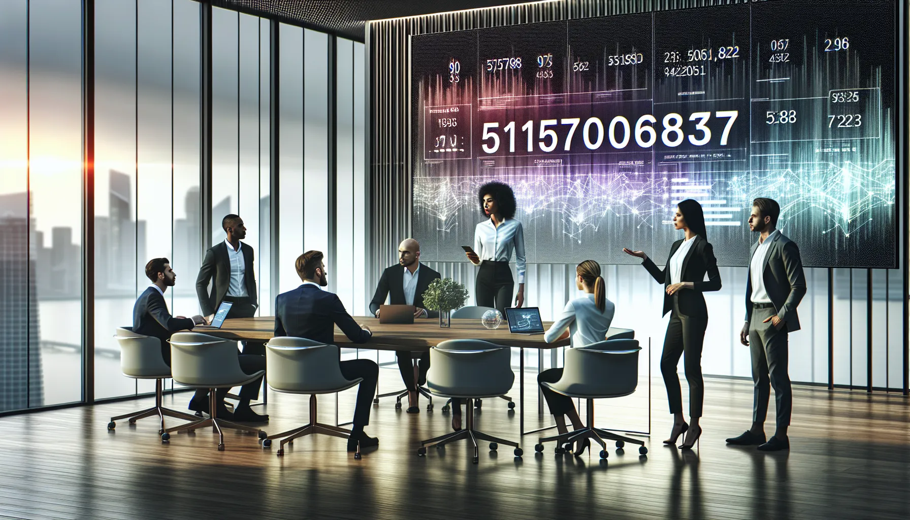 diverse professionals discussing technology concepts in a modern office.