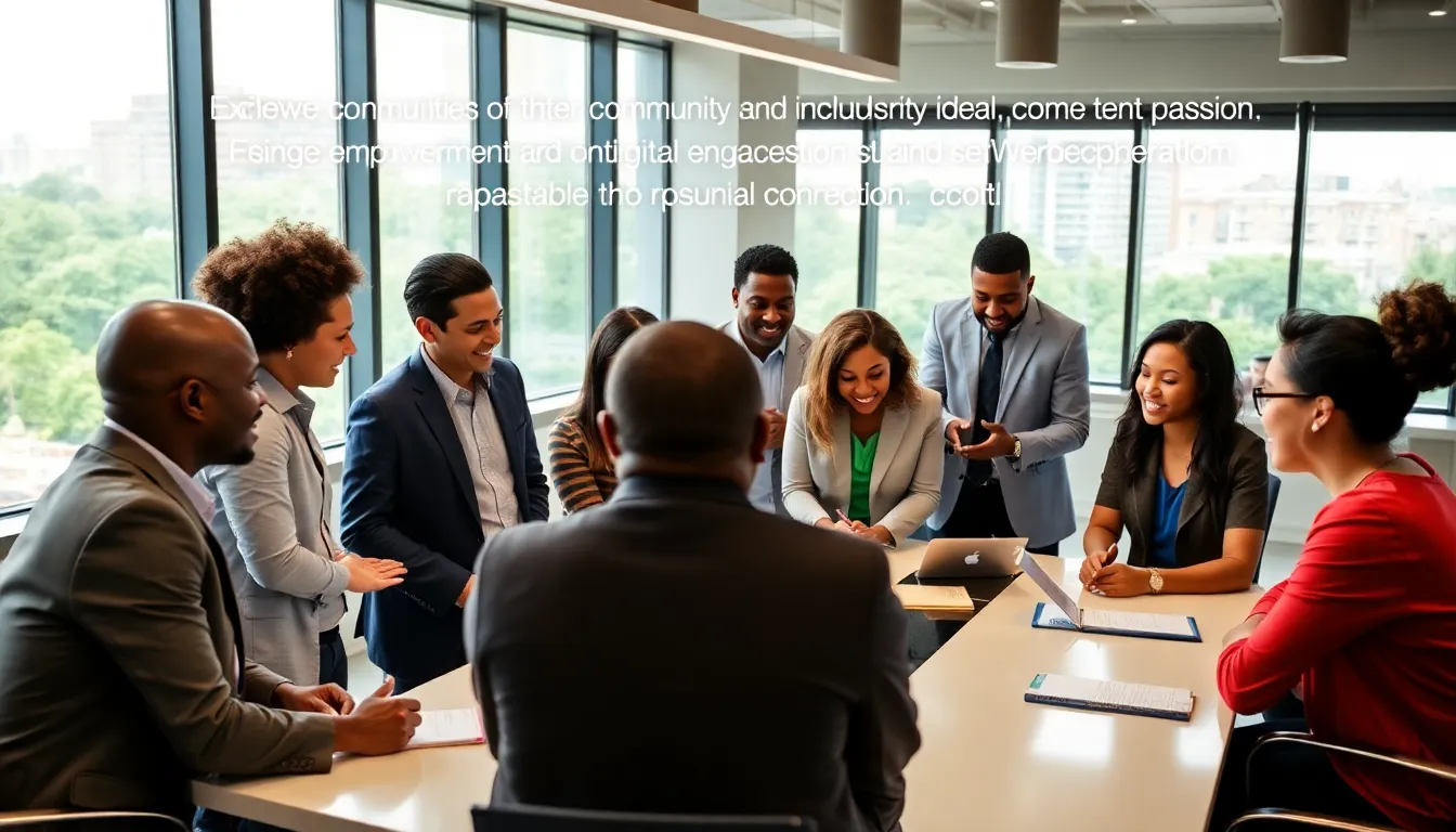 diverse professionals collaborating in a modern workspace.