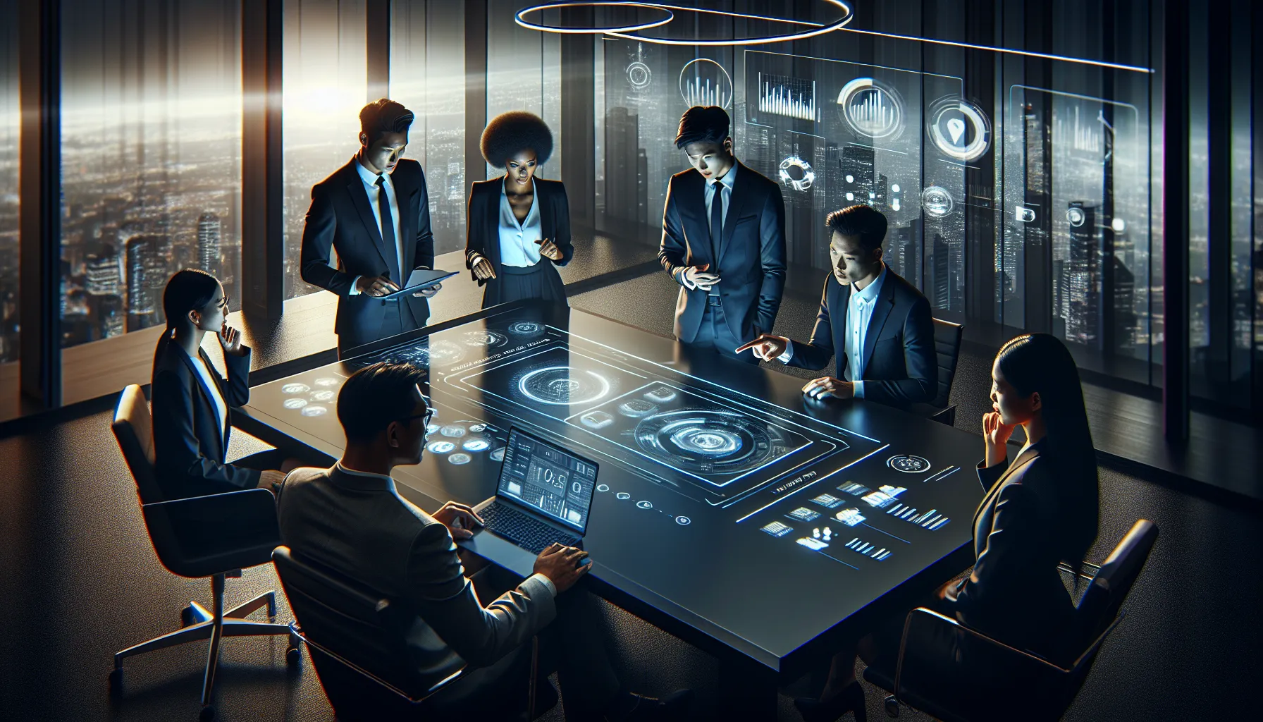 team discussing voicemail technology in a modern office.