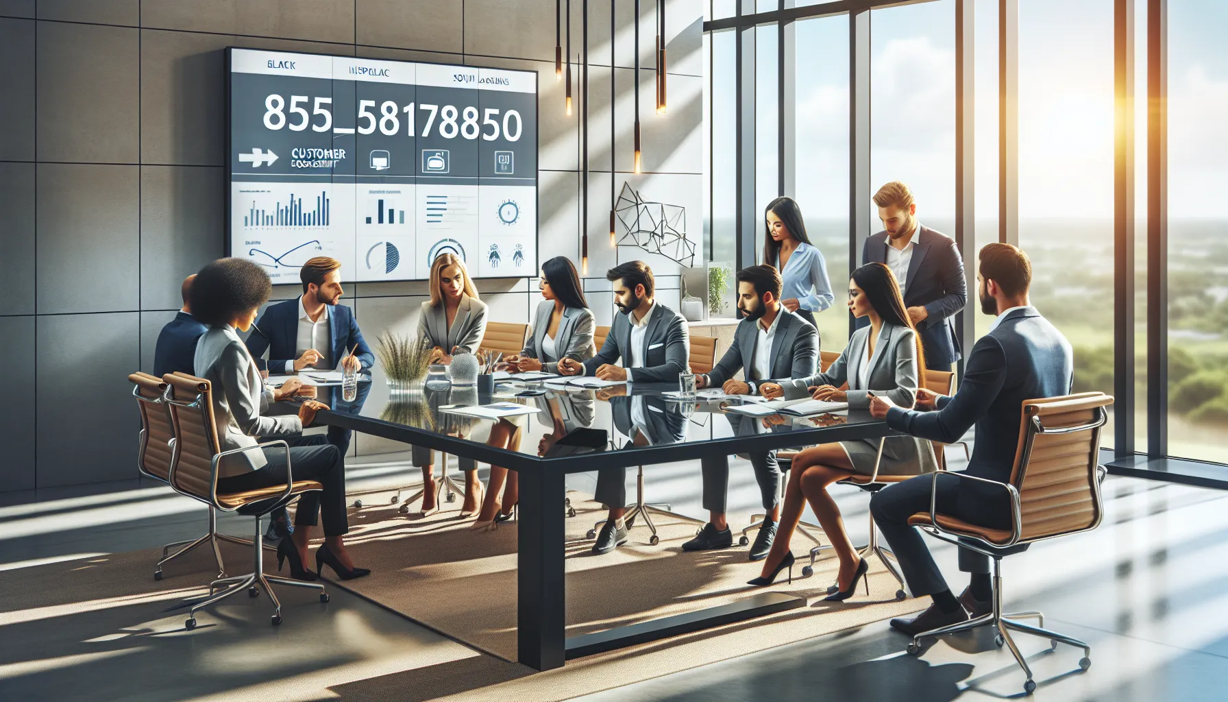 diverse team discussing toll-free number strategies in a modern office.