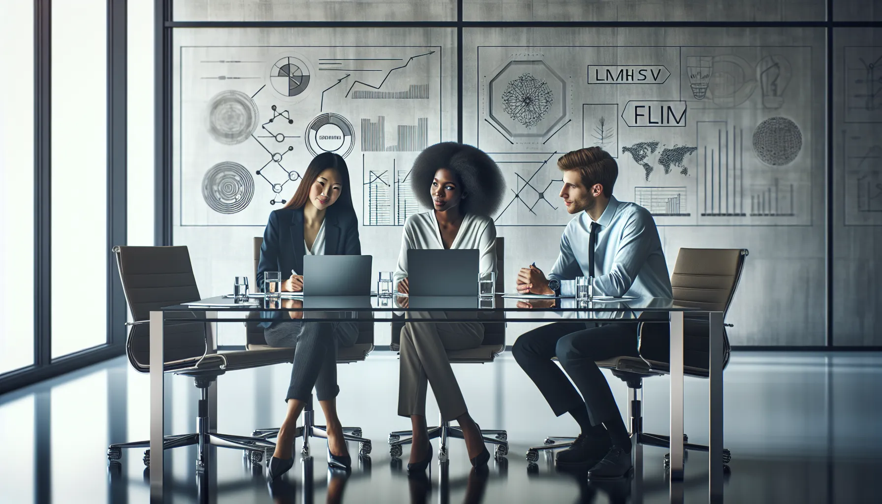 diverse team brainstorming in a modern office.