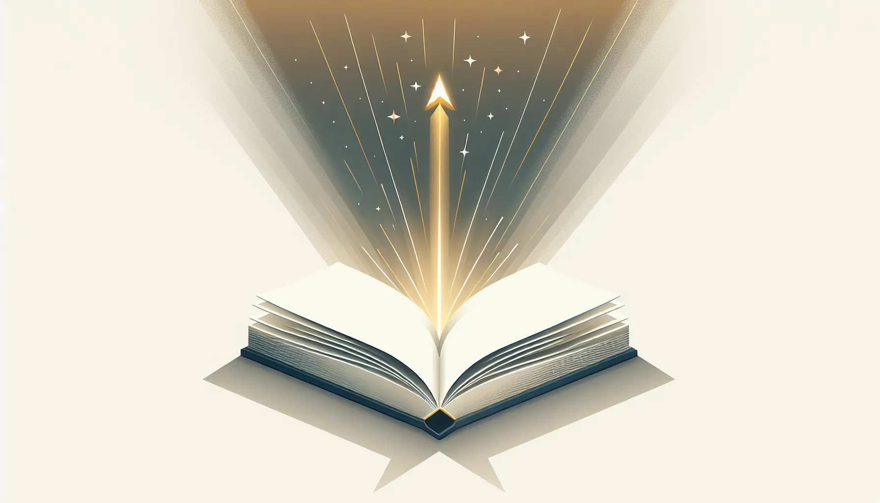 An open book with a golden light beam rising from its pages.