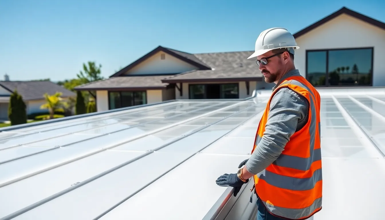 modern home with a vinyl roofing installation and professional installer.