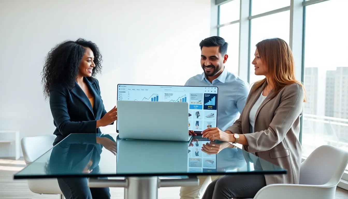diverse team discussing dropshipping strategies in a modern office.