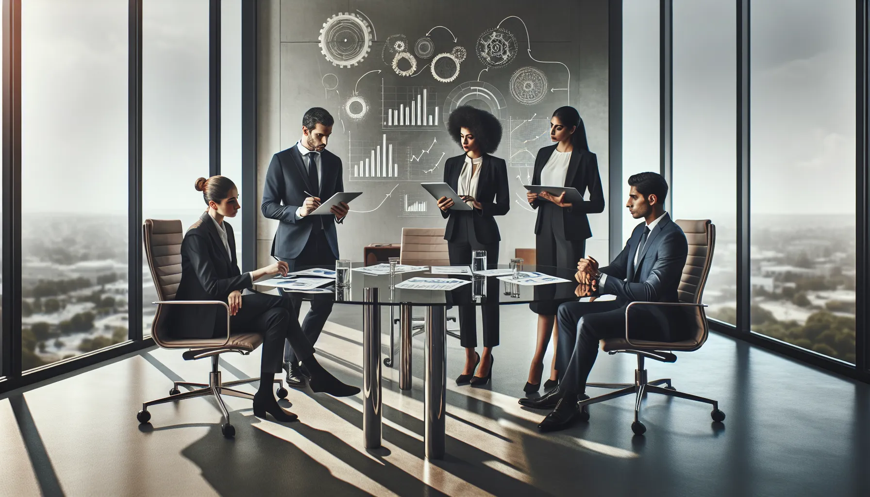 diverse team collaborating in a modern office setting.