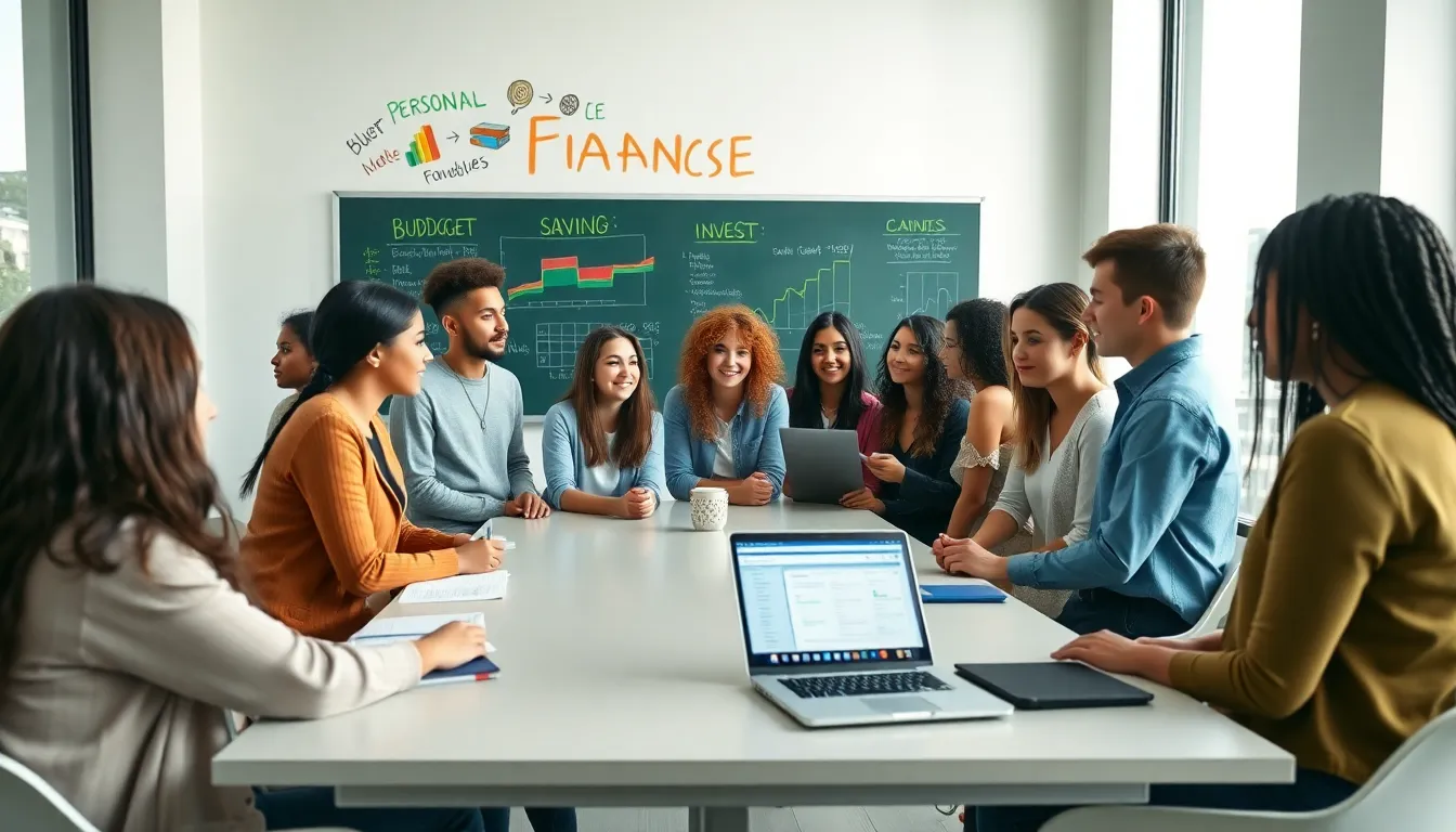 diverse teens participating in a personal finance workshop.