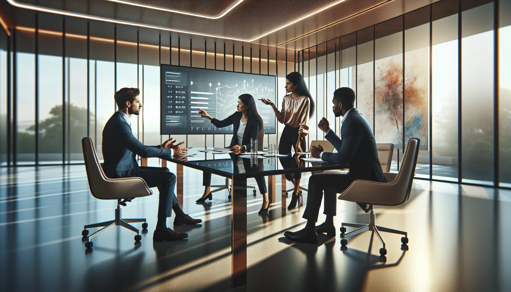 diverse team discussing challenges in a modern office setting.