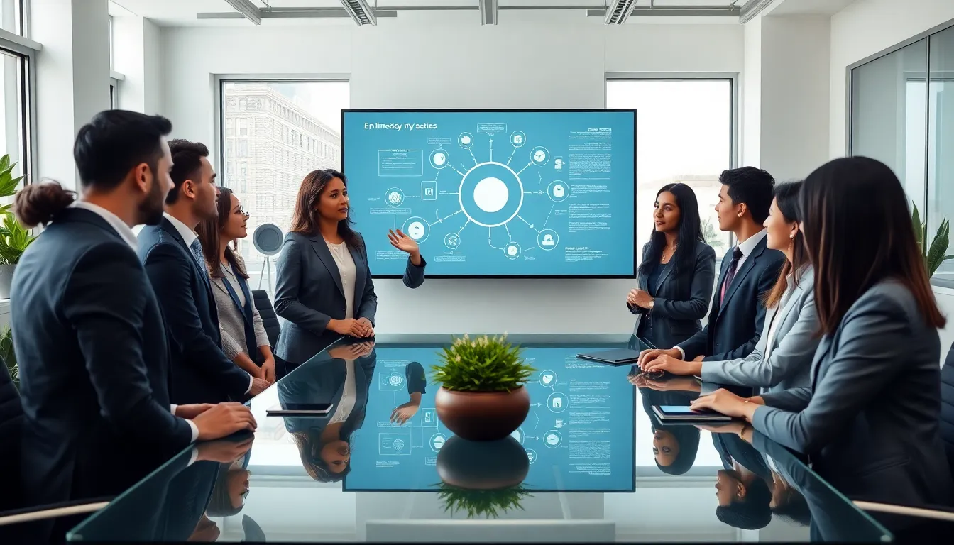 diverse team collaborating on technology solutions in an office.