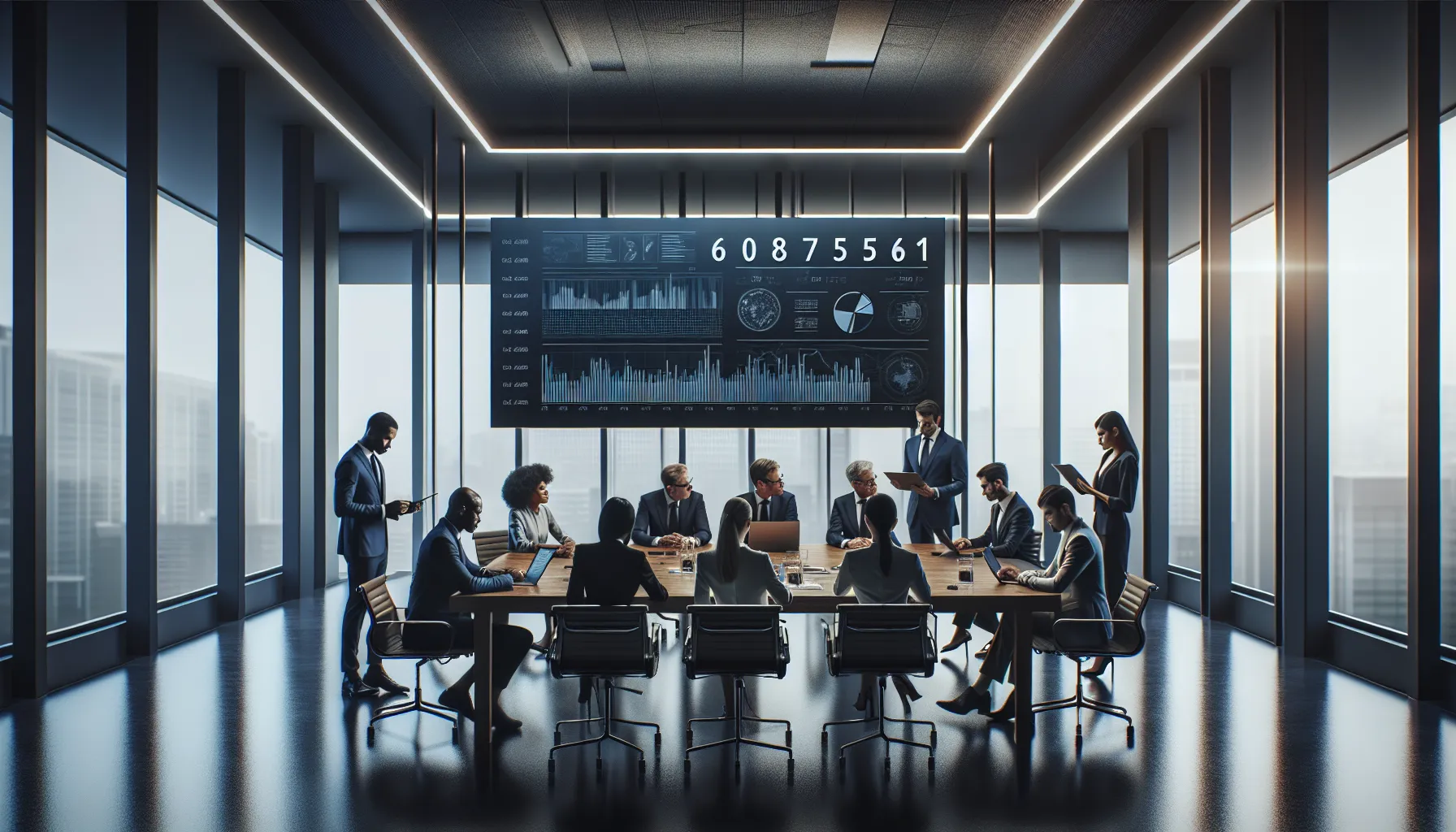 diverse professionals collaborating in a modern office setting.