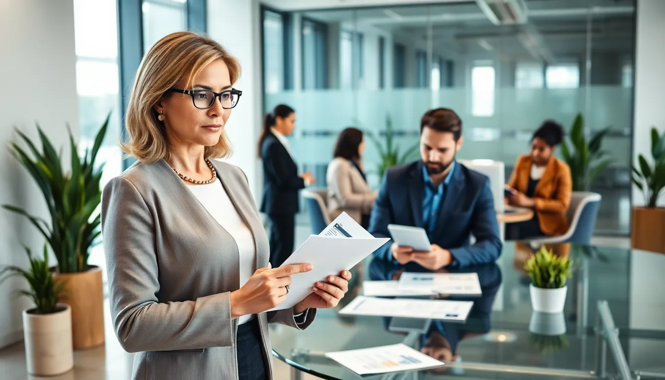 diverse professionals discussing cash out refinancing in a modern office.
