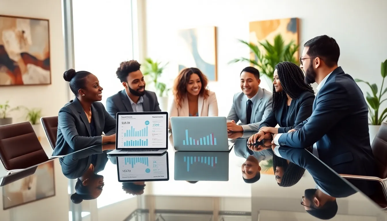 diverse professionals discussing forbearance in a modern office.