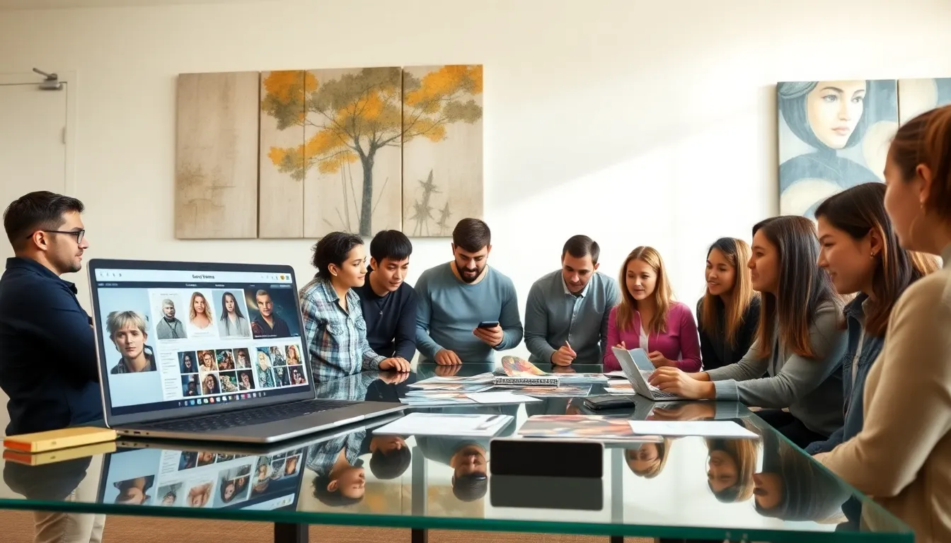 diverse gamers collaborating on CK2Generator in a modern office.