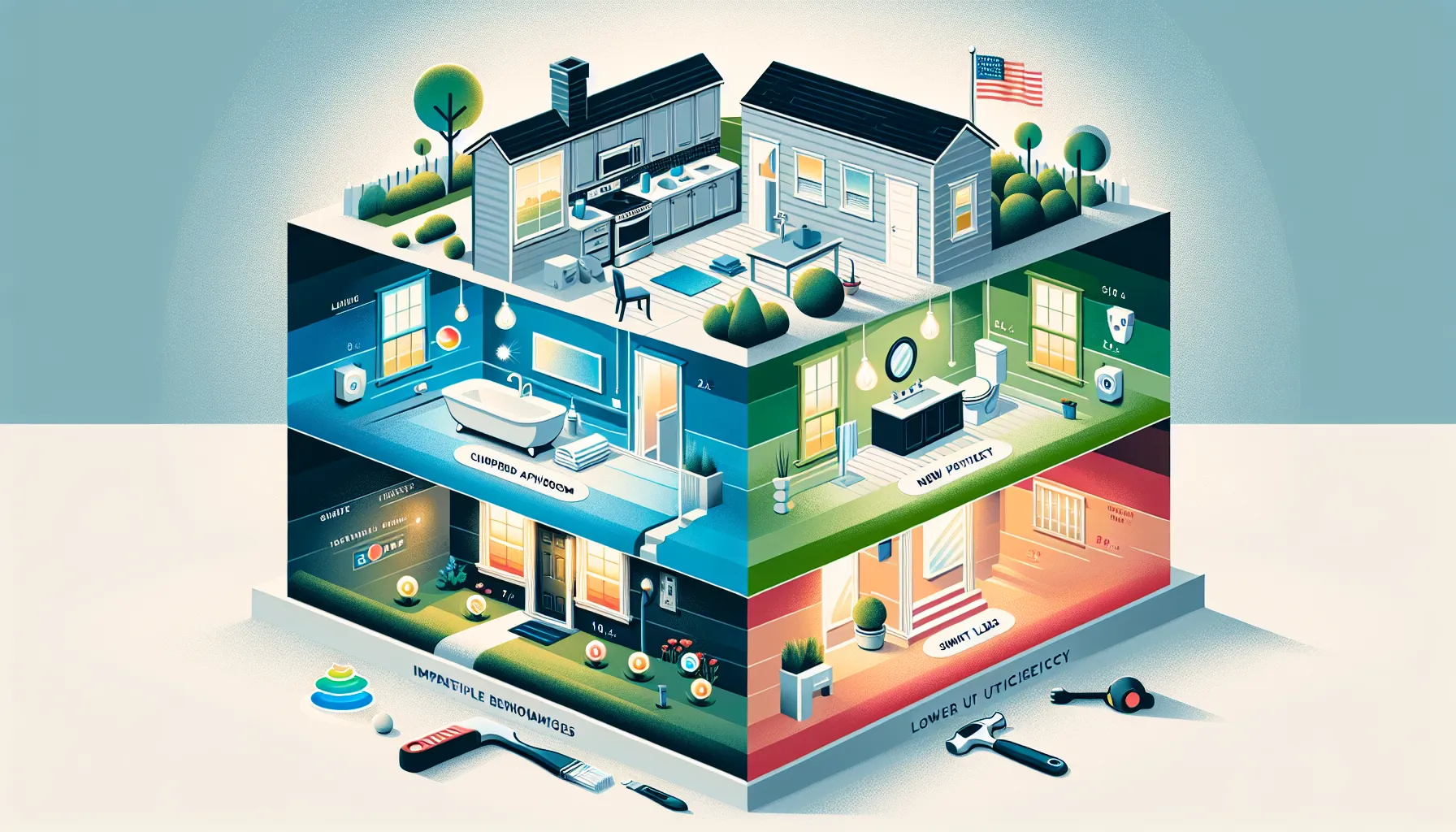 illustration of home upgrades to attract tenants in Orinda rental properties.