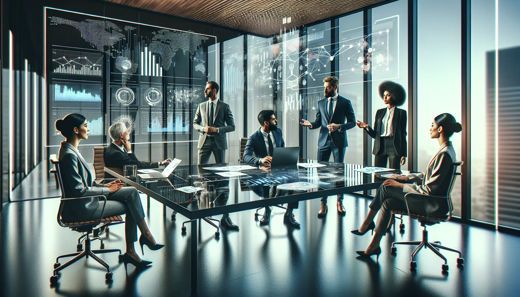 diverse financial analysts collaborating in a modern office setting.