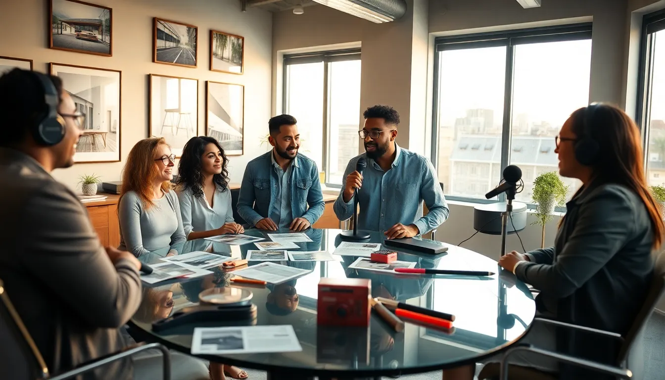 diverse team discussing home improvement ideas in a modern workspace.
