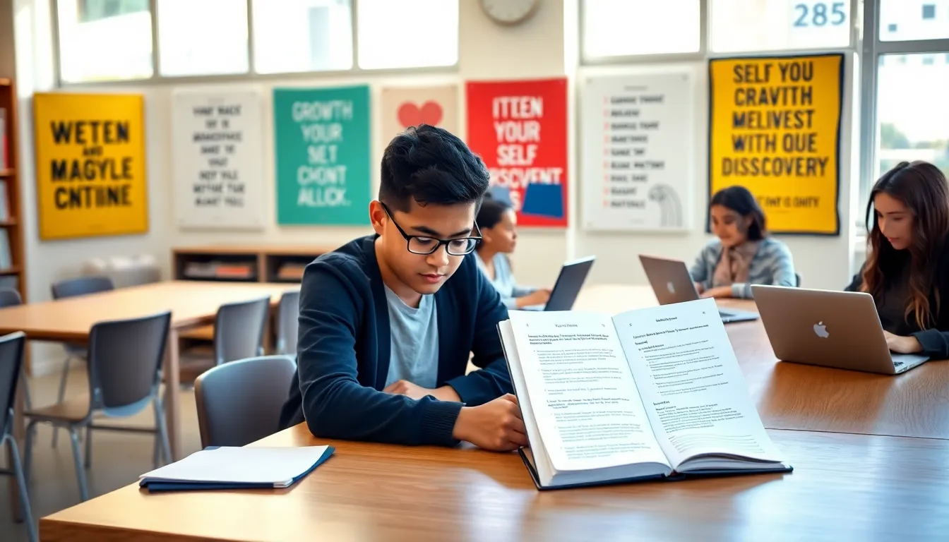 students engaged in self-assessment activities in a classroom.